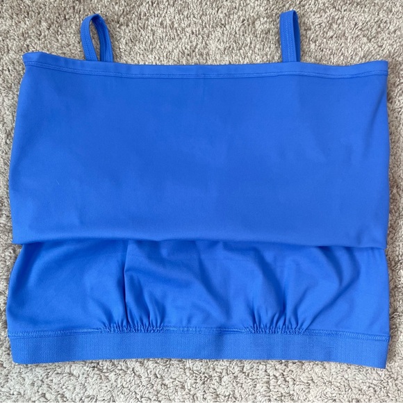 Girlfriend Collective Blue Gemma Scoop Tank Top with Built-In Bra Plus Size XXL - Picture 8 of 15